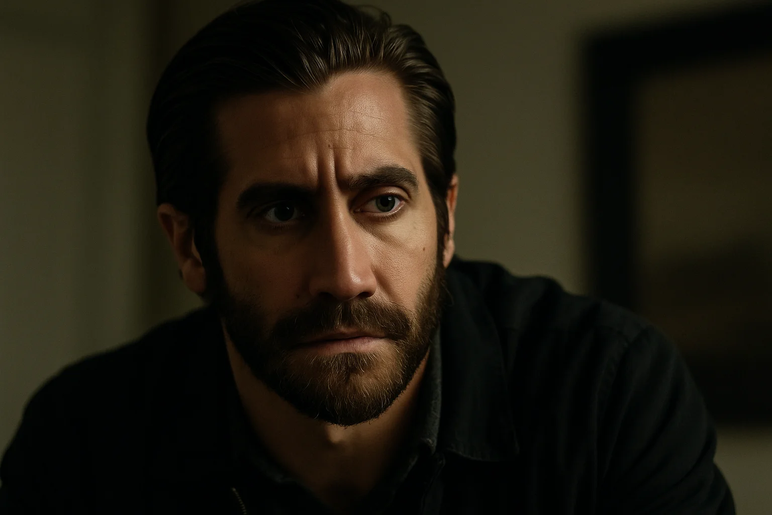 Jake Gyllenhaal in a dark, intense scene reflecting his mastery of psychological thriller roles.