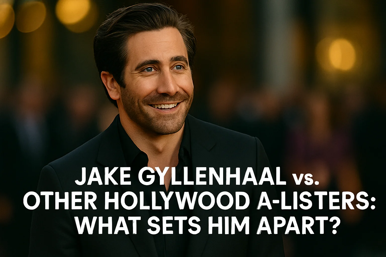 Jake Gyllenhaal smiling at an event, representing his distinction among Hollywood’s top A-list actors.