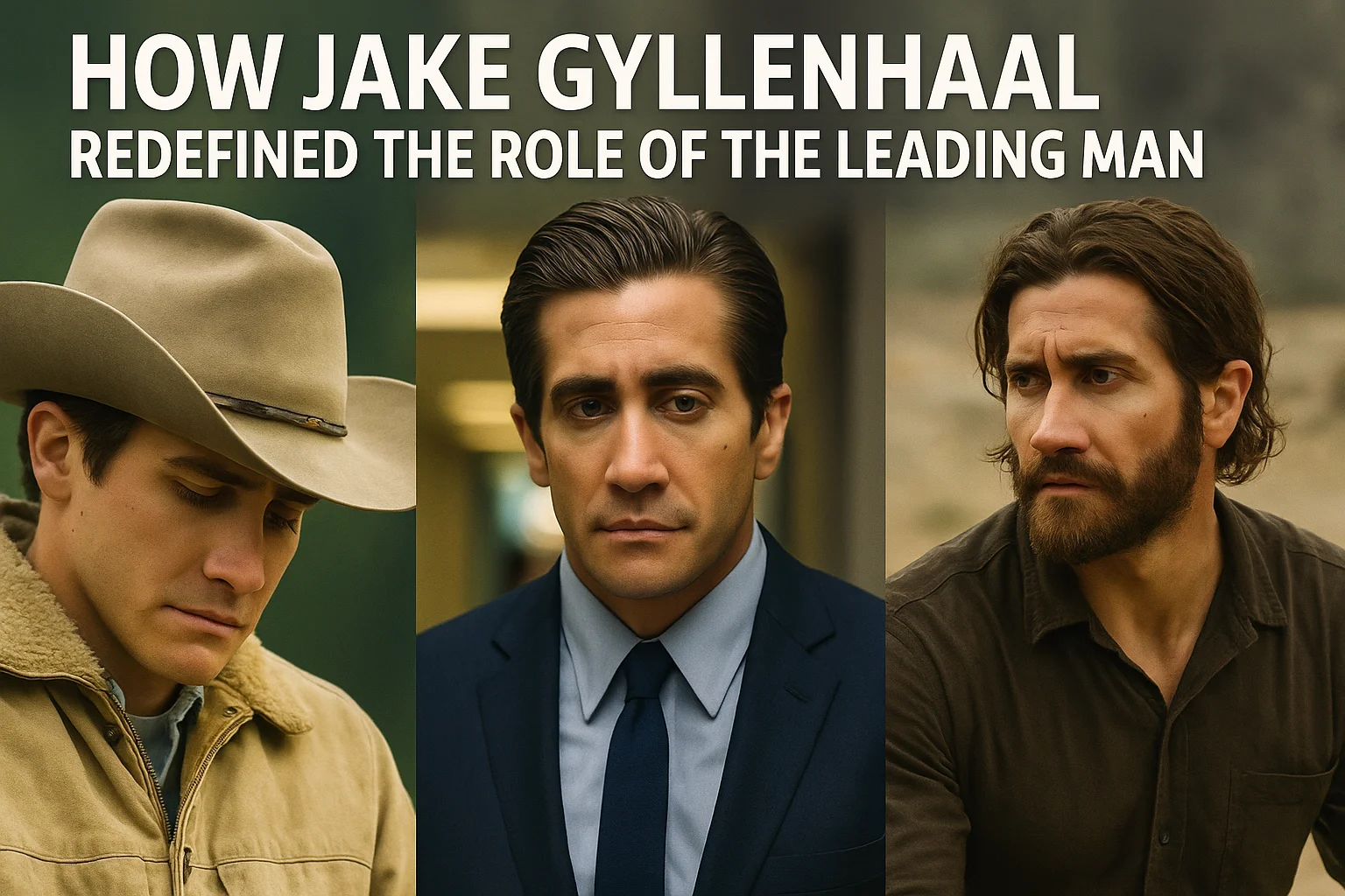 Jake Gyllenhaal portraying different leading man roles that showcase his emotional depth and versatility.